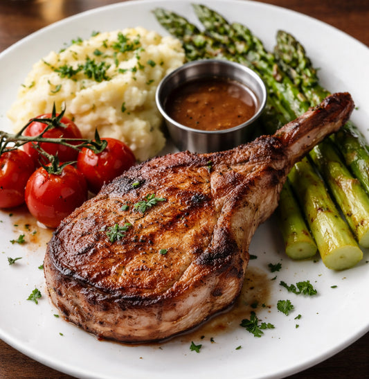 Dry aged bone in pork chop 6-8oz